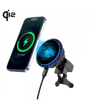 Qi2 15W Smart Electric Car Charger Magnetic Wireless Car Charger 10W Output Power 25A Current PD 3.0 Protection US Socket